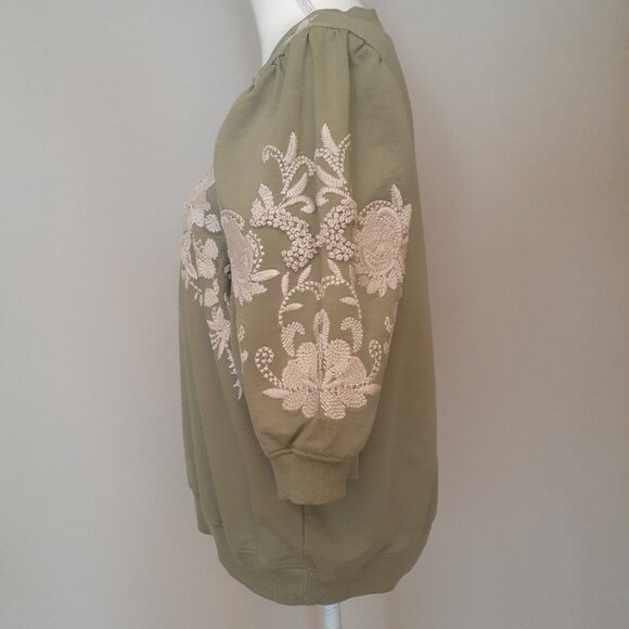 Anthropologie Embroidered Short Sleeve Sweatshirt - Picture 3 of 13